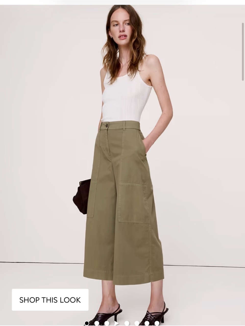 Banana Republic Olive Wide-Leg Cargo Culotte Pants